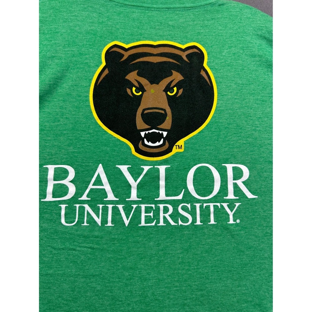 Baylor University Bears Long Sleeve T-Shirt Green Heather BU Mascot Men's XL‎